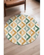 Orken Pamuk Tabanlı Yıkanabilen Kaydırmaz Antibakteriyel Şönil Yuvarlak Halı