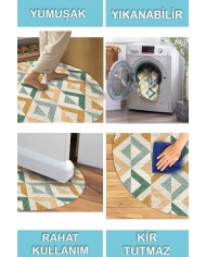 Orken Pamuk Tabanlı Yıkanabilen Kaydırmaz Antibakteriyel Şönil Yuvarlak Halı