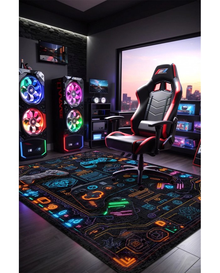 Nerf Şönil Gamer Halısı Pamuk Tabanlı Yıkanabilen Kaymaz Genç Odası Oyuncu Gaming Halısı