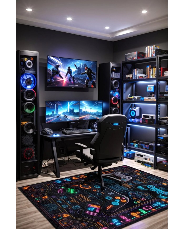 Nerf Şönil Gamer Halısı Pamuk Tabanlı Yıkanabilen Kaymaz Genç Odası Oyuncu Gaming Halısı