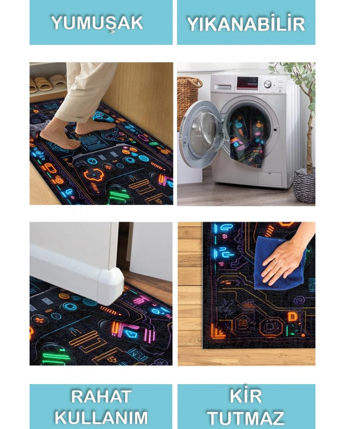Nerf Şönil Gamer Halısı Pamuk Tabanlı Yıkanabilen Kaymaz Genç Odası Oyuncu Gaming Halısı