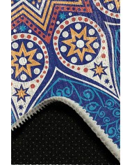 Naybe Pamuk Tabanlı Yıkanabilen Kaydırmaz Antibakteriyel Şönil Yuvarlak Halı