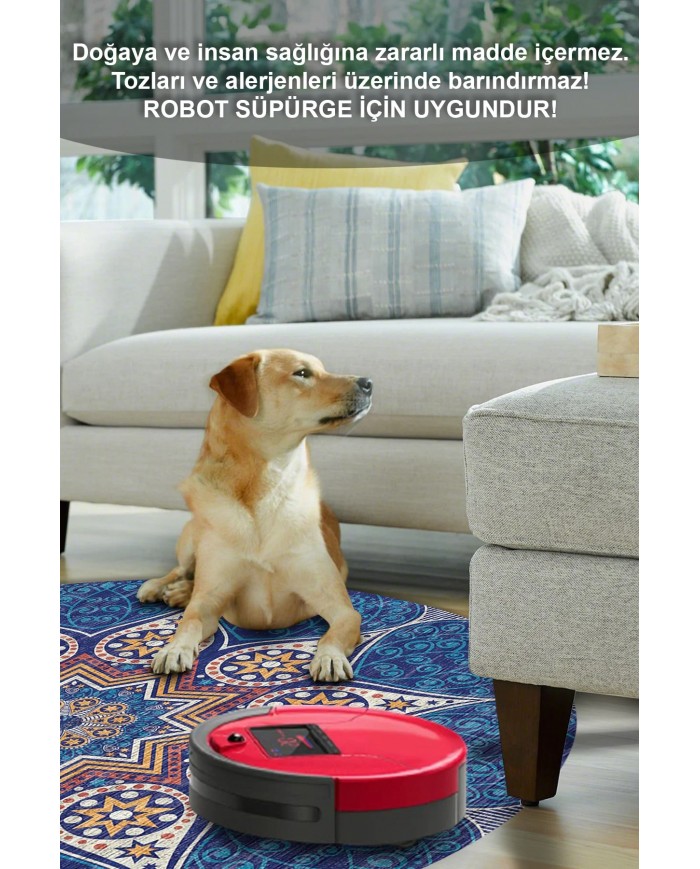 Naybe Pamuk Tabanlı Yıkanabilen Kaydırmaz Antibakteriyel Şönil Yuvarlak Halı