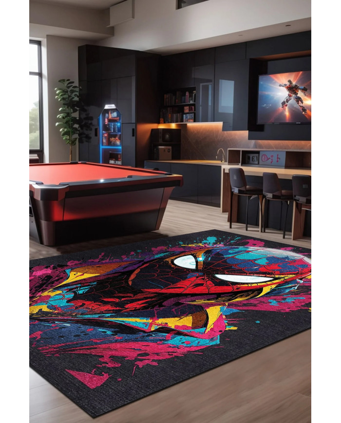 Spider Şönil Gamer Halısı Pamuk Tabanlı Yıkanabilen Kaymaz Genç Odası Oyuncu Gaming Halısı