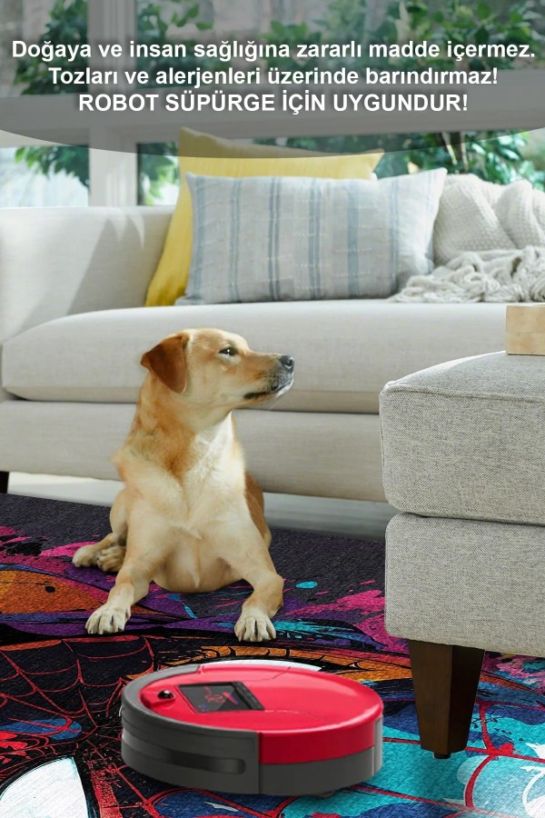 Spider Şönil Gamer Halısı Pamuk Tabanlı Yıkanabilen Kaymaz Genç Odası Oyuncu Gaming Halısı