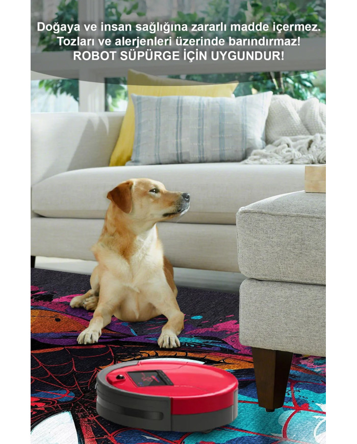 Spider Şönil Gamer Halısı Pamuk Tabanlı Yıkanabilen Kaymaz Genç Odası Oyuncu Gaming Halısı