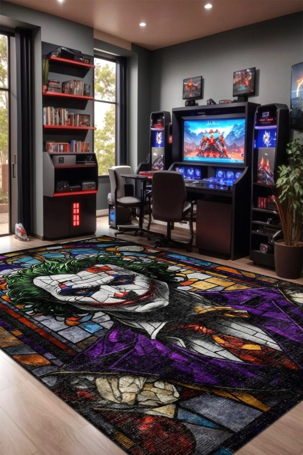 Stain Şönil Gamer Halısı Pamuk Tabanlı Yıkanabilen Kaymaz Genç Odası Oyuncu Gaming Halısı