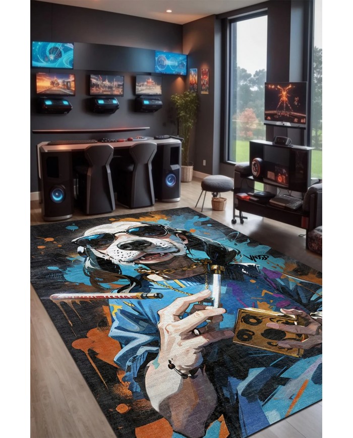 Snoop Şönil Gamer Halısı Pamuk Tabanlı Yıkanabilen Kaymaz Genç Odası Oyuncu Gaming Halısı