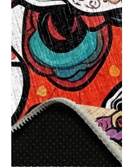 Skeleton Pamuk Tabanlı Yıkanabilen Kaydırmaz Antibakteriyel Şönil Yuvarlak Halı