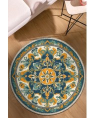 Solute Pamuk Tabanlı Yıkanabilen Kaydırmaz Antibakteriyel Şönil Yuvarlak Halı