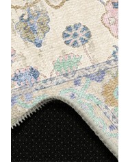 Simay Desenli Pamuk Tabanlı Yıkanabilen Kaydırmaz Antibakteriyel Şönil Salon Halısı