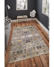 Sıntra Desenli Pamuk Tabanlı Yıkanabilen Kaydırmaz Antibakteriyel Şönil Salon Halısı