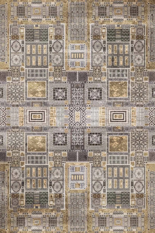 Sıntra Desenli Pamuk Tabanlı Yıkanabilen Kaydırmaz Antibakteriyel Şönil Salon Halısı