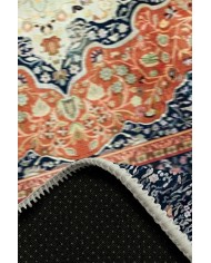 Sinre Desenli Pamuk Tabanlı Yıkanabilen Kaydırmaz Antibakteriyel Şönil Salon Halısı