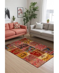 Silena Desenli Pamuk Tabanlı Yıkanabilen Kaydırmaz Antibakteriyel Şönil Salon Halısı