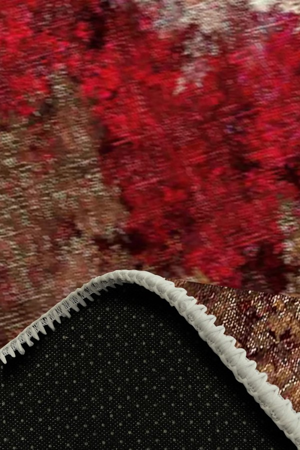 Shoko Desenli Pamuk Tabanlı Yıkanabilen Kaydırmaz Antibakteriyel Şönil Salon Halısı