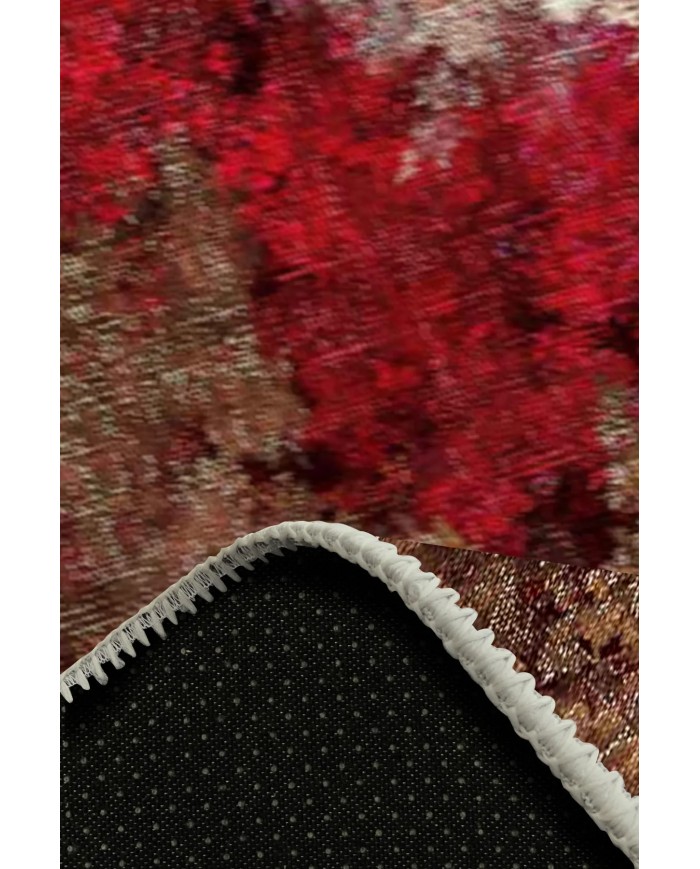 Shoko Desenli Pamuk Tabanlı Yıkanabilen Kaydırmaz Antibakteriyel Şönil Salon Halısı