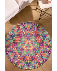 Sepom Pamuk Tabanlı Yıkanabilen Kaydırmaz Antibakteriyel Şönil Yuvarlak Halı