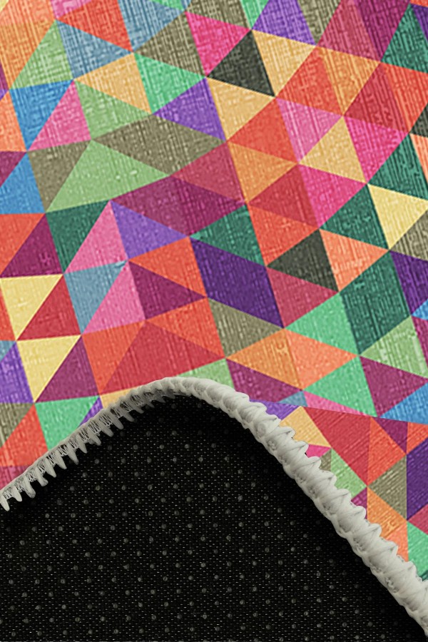 Sepom Pamuk Tabanlı Yıkanabilen Kaydırmaz Antibakteriyel Şönil Yuvarlak Halı