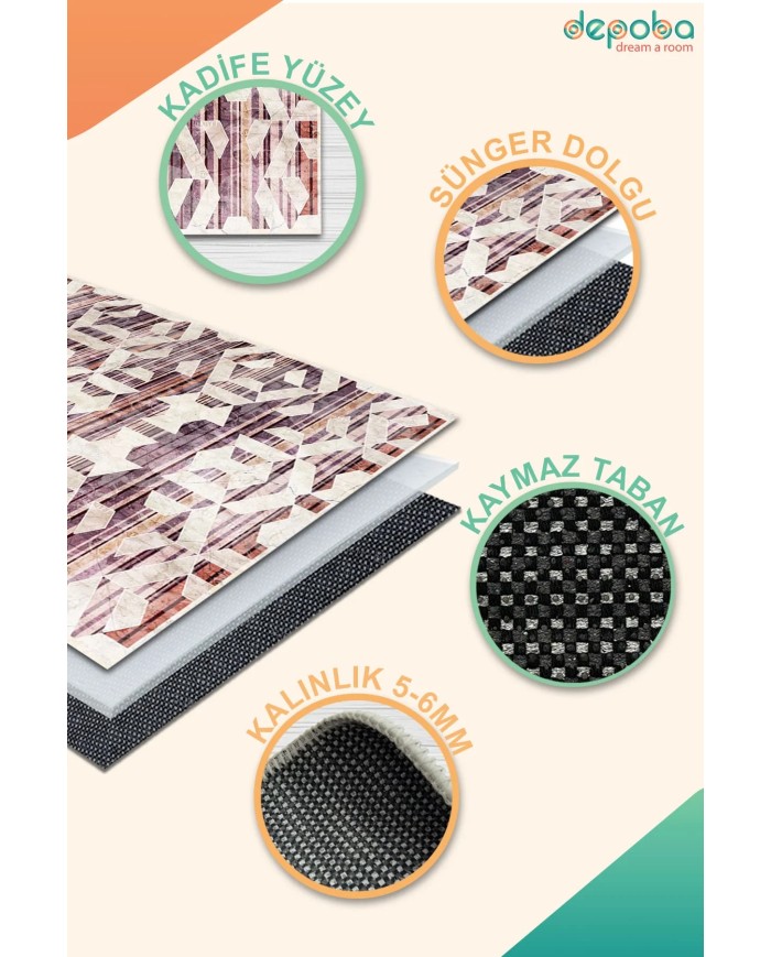 Scott Kadife Yıkanabilir Kaymaz Pamuk Tabanlı Antibakteriyel Salon Halısı