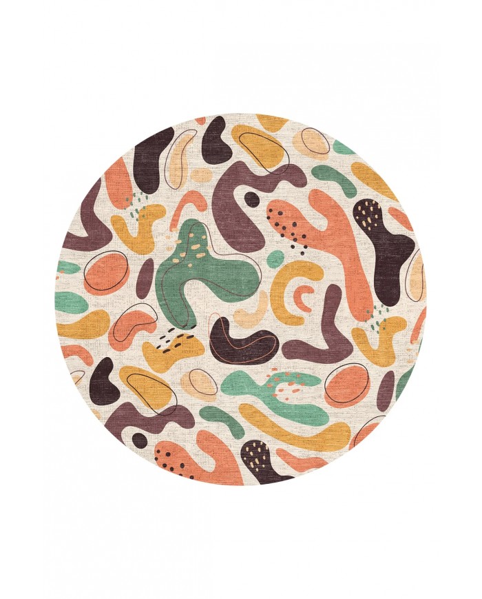 Selone Pamuk Tabanlı Yıkanabilen Kaydırmaz Antibakteriyel Şönil Yuvarlak Halı