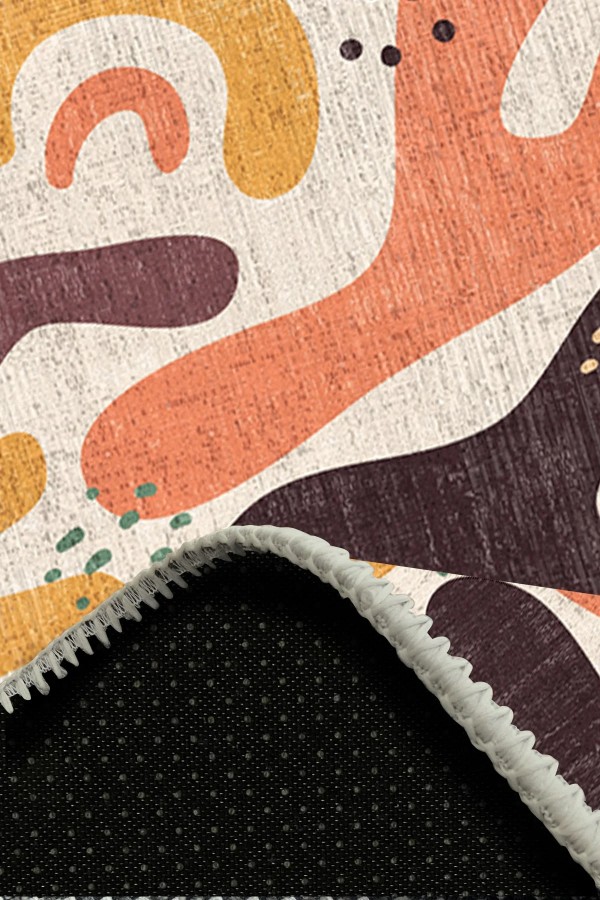 Selone Pamuk Tabanlı Yıkanabilen Kaydırmaz Antibakteriyel Şönil Yuvarlak Halı