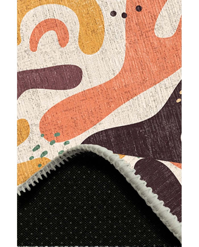 Selone Pamuk Tabanlı Yıkanabilen Kaydırmaz Antibakteriyel Şönil Yuvarlak Halı