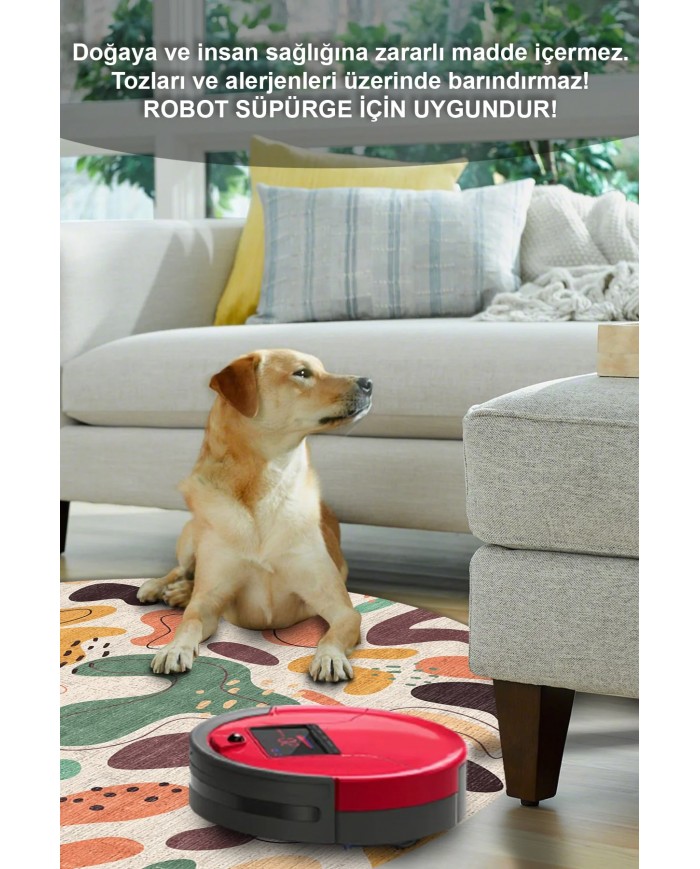 Selone Pamuk Tabanlı Yıkanabilen Kaydırmaz Antibakteriyel Şönil Yuvarlak Halı