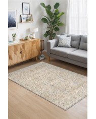 Ryella Desenli Pamuk Tabanlı Yıkanabilen Kaydırmaz Antibakteriyel Şönil Salon Halısı