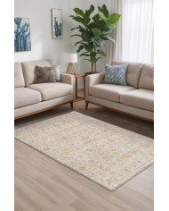 Ryella Desenli Pamuk Tabanlı Yıkanabilen Kaydırmaz Antibakteriyel Şönil Salon Halısı