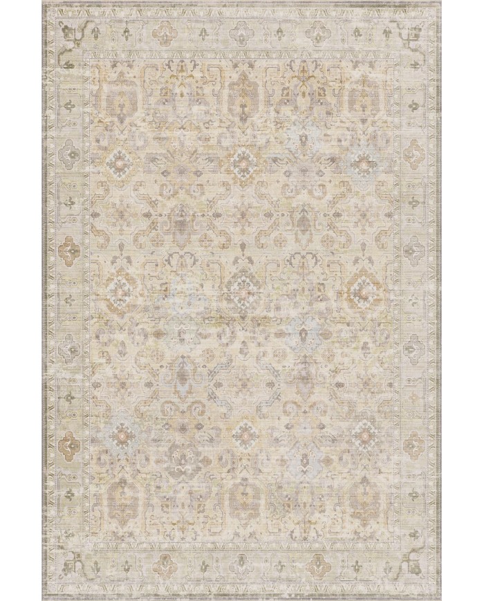 Ryella Desenli Pamuk Tabanlı Yıkanabilen Kaydırmaz Antibakteriyel Şönil Salon Halısı