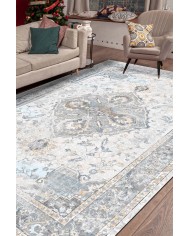 Sarande Desenli Pamuk Tabanlı Yıkanabilen Kaydırmaz Antibakteriyel Şönil Salon Halısı