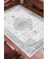 Sarande Desenli Pamuk Tabanlı Yıkanabilen Kaydırmaz Antibakteriyel Şönil Salon Halısı