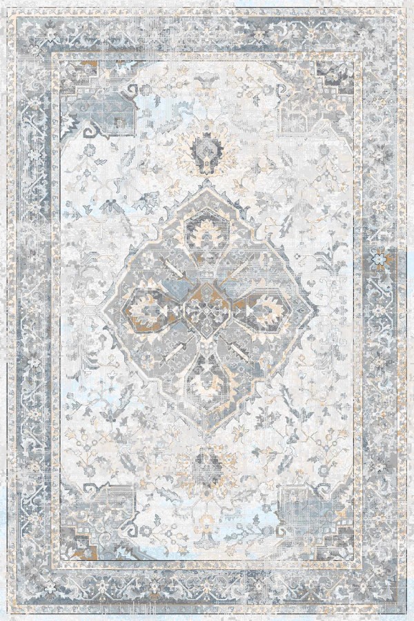 Sarande Desenli Pamuk Tabanlı Yıkanabilen Kaydırmaz Antibakteriyel Şönil Salon Halısı