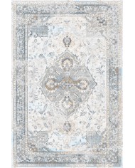 Sarande Desenli Pamuk Tabanlı Yıkanabilen Kaydırmaz Antibakteriyel Şönil Salon Halısı