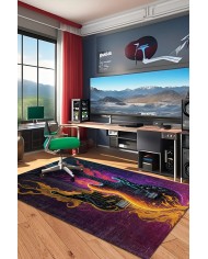 Rock Şönil Gamer Halısı Pamuk Tabanlı Yıkanabilen Kaymaz Genç Odası Oyuncu Gaming Halısı