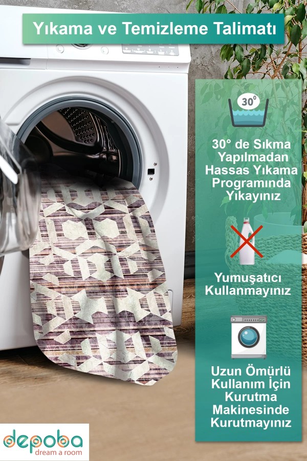 Scott Kadife Yıkanabilir Kaymaz Pamuk Tabanlı Antibakteriyel Salon Halısı