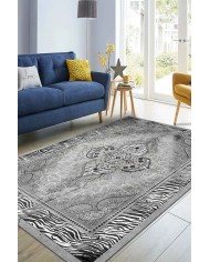 Riposa Desenli Pamuk Tabanlı Yıkanabilen Kaydırmaz Antibakteriyel Şönil Salon Halısı