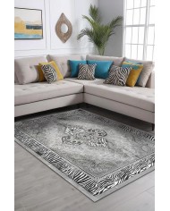 Riposa Desenli Pamuk Tabanlı Yıkanabilen Kaydırmaz Antibakteriyel Şönil Salon Halısı