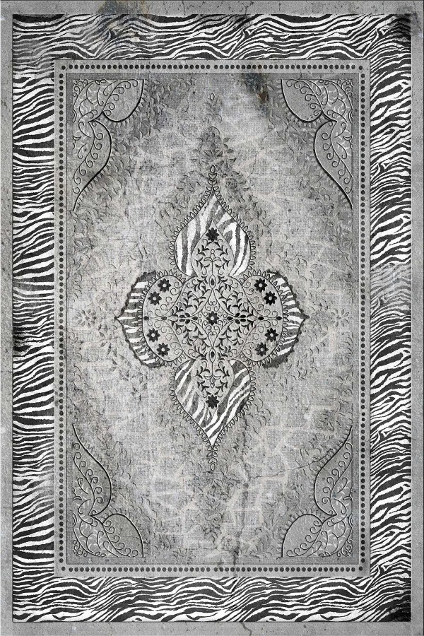 Riposa Desenli Pamuk Tabanlı Yıkanabilen Kaydırmaz Antibakteriyel Şönil Salon Halısı