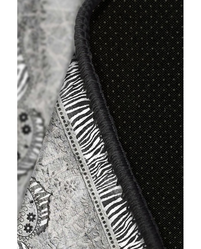 Riposa Desenli Pamuk Tabanlı Yıkanabilen Kaydırmaz Antibakteriyel Şönil Salon Halısı