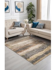 Rizta Desenli Pamuk Tabanlı Yıkanabilen Kaydırmaz Antibakteriyel Şönil Salon Halısı