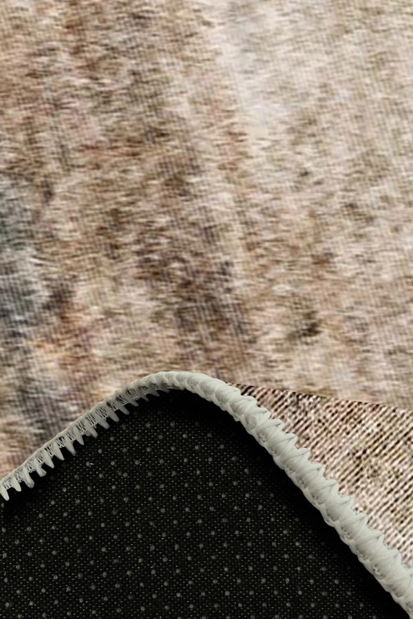 Rizta Desenli Pamuk Tabanlı Yıkanabilen Kaydırmaz Antibakteriyel Şönil Salon Halısı