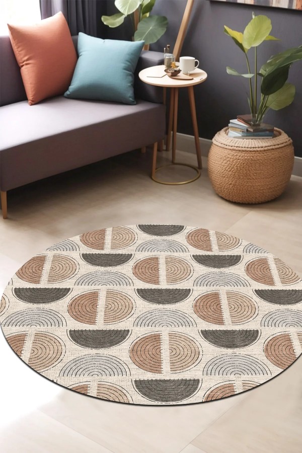 Ring Pamuk Tabanlı Yıkanabilen Kaydırmaz Antibakteriyel Şönil Yuvarlak Halı Ring Pamuk Tabanlı Yıkanabilen Kaydırmaz Antibakteriyel Şönil Yuvarlak Halı