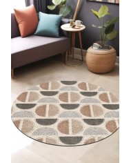 Ring Pamuk Tabanlı Yıkanabilen Kaydırmaz Antibakteriyel Şönil Yuvarlak Halı