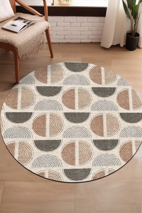 Ring Pamuk Tabanlı Yıkanabilen Kaydırmaz Antibakteriyel Şönil Yuvarlak Halı Ring Pamuk Tabanlı Yıkanabilen Kaydırmaz Antibakteriyel Şönil Yuvarlak Halı