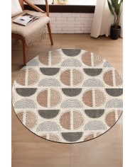 Ring Pamuk Tabanlı Yıkanabilen Kaydırmaz Antibakteriyel Şönil Yuvarlak Halı