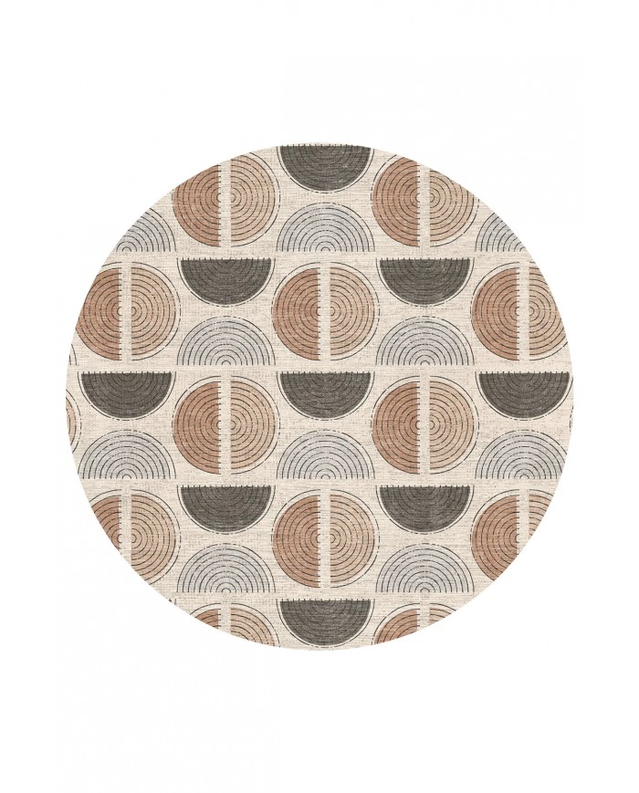 Ring Pamuk Tabanlı Yıkanabilen Kaydırmaz Antibakteriyel Şönil Yuvarlak Halı