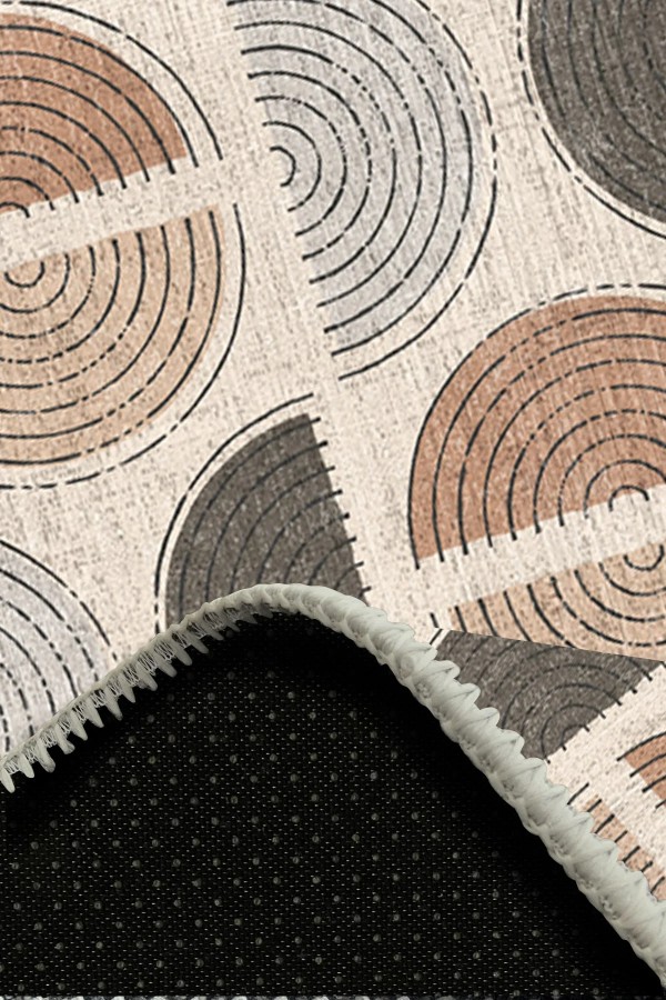 Ring Pamuk Tabanlı Yıkanabilen Kaydırmaz Antibakteriyel Şönil Yuvarlak Halı