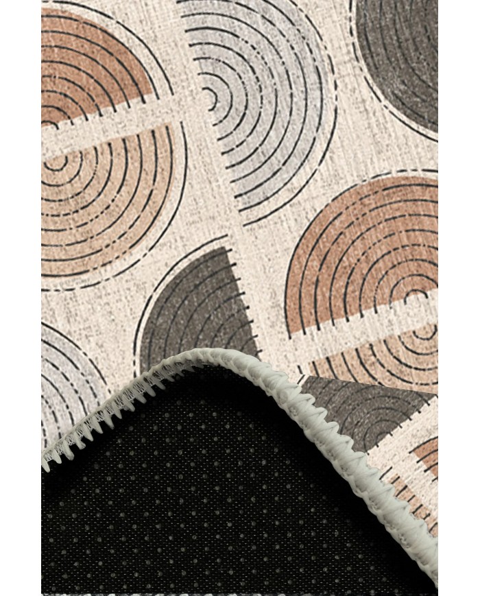 Ring Pamuk Tabanlı Yıkanabilen Kaydırmaz Antibakteriyel Şönil Yuvarlak Halı